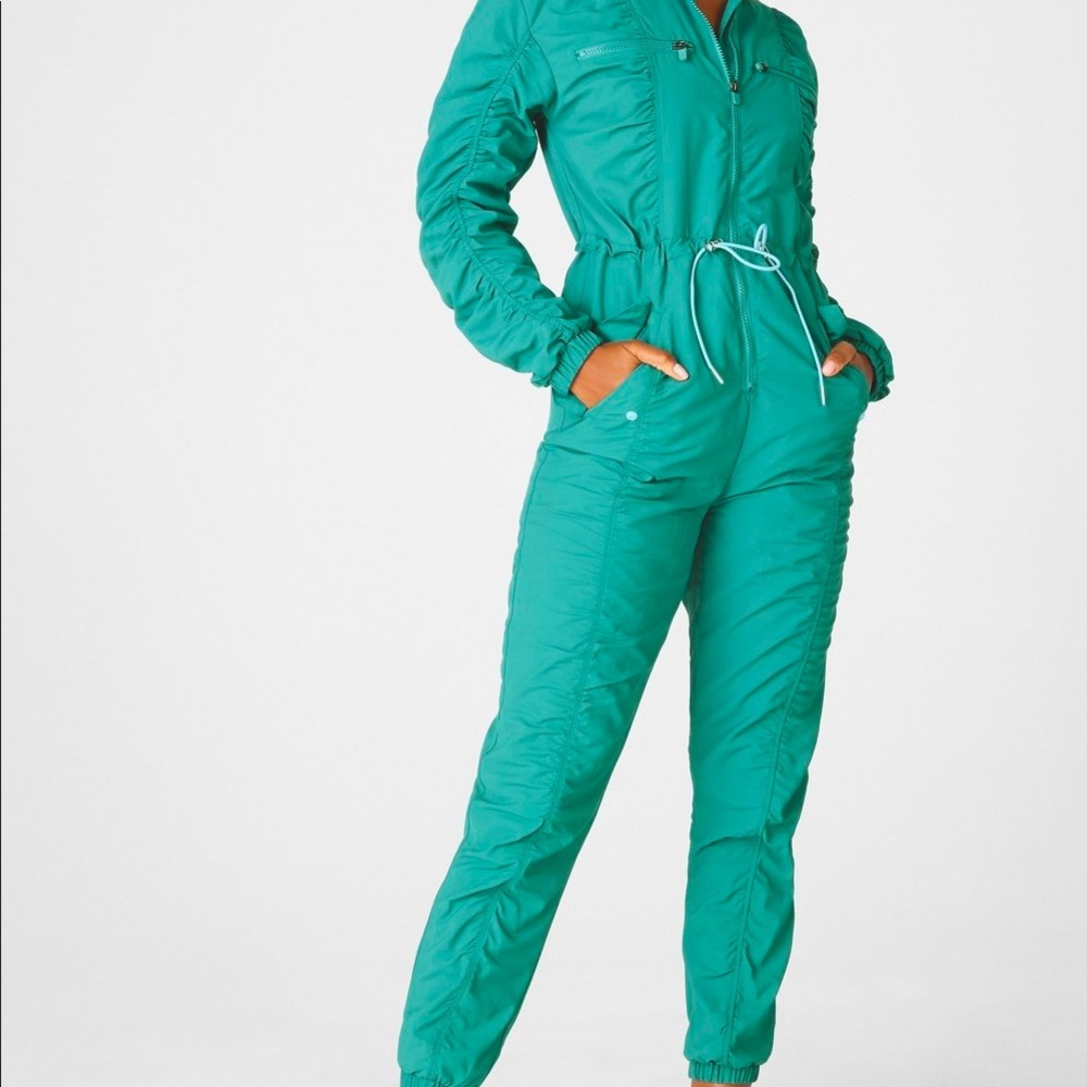 Fabletics Teal Nylon Jumpsuit size Large